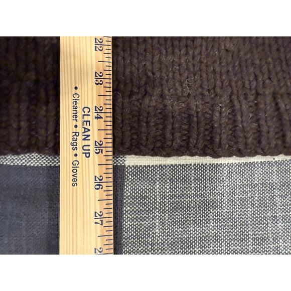 J. Crew Men's 100% Shetland Wool Sweater Size Large Brown With Stripe Pullover - Picture 7 of 8